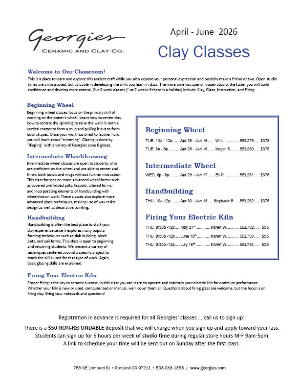 March-April 2026 classes