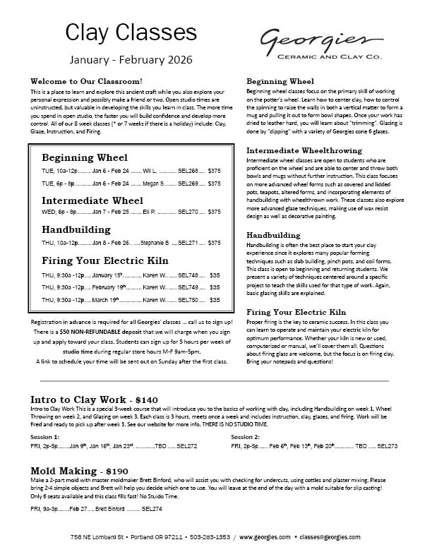 January 2026 classes