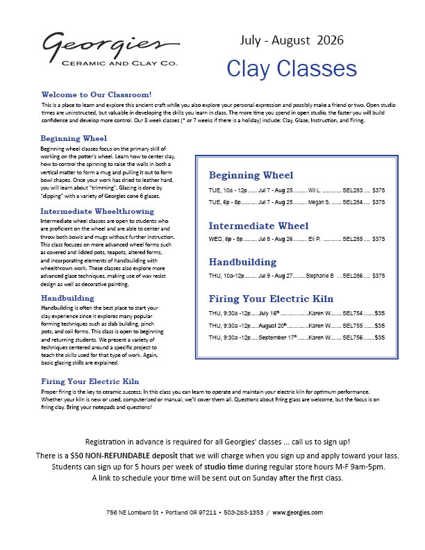 July-August 2026 classes