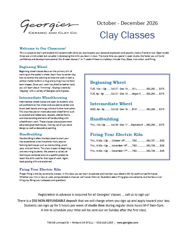 October-December 2026 classes